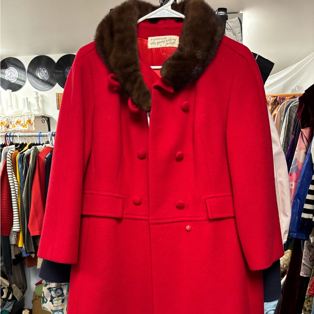 Vintage red wool coat